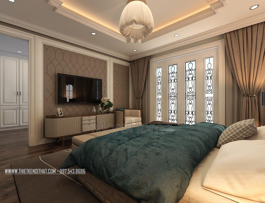 Thiết kế nội thất phòng ngủ biệt thự Vinhomes Riverside Long Biên Hà Nội